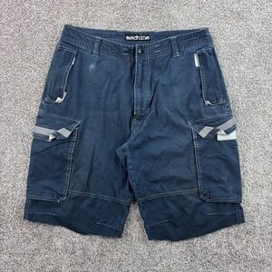 Vintage Y2K Machine Cargo Shorts Men's 34 Navy Blue Rave Baggy Utility Skate